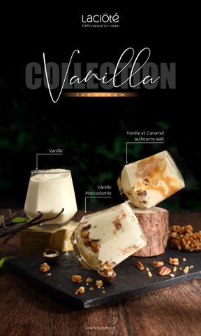 Multi – tasted vanilla ice cream collection: salty – sweet - creamy
