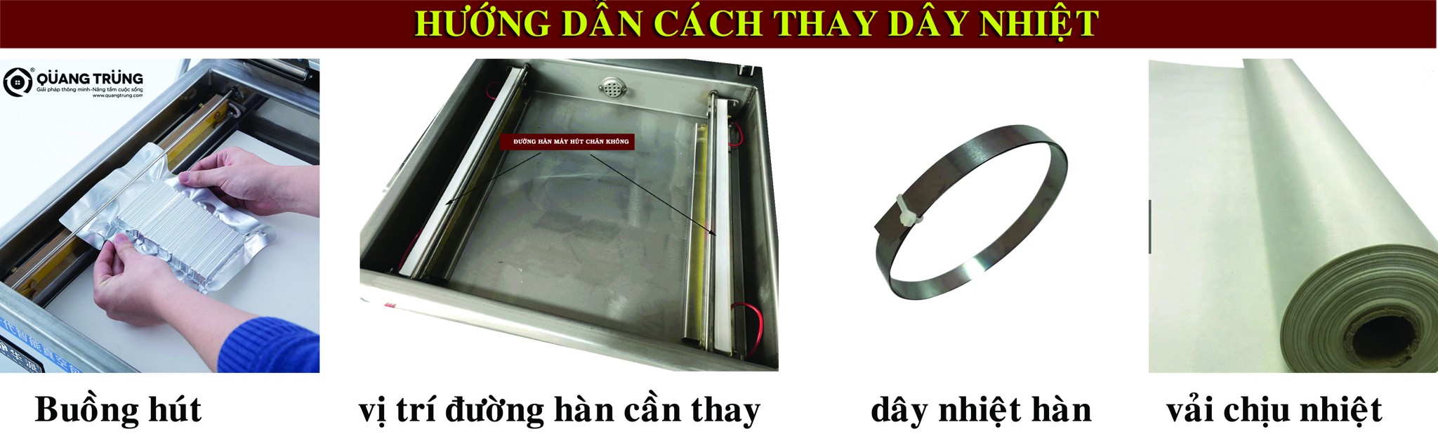 Hướng dẫn thay dây nhiệt cho máy đóng gói hút chân không công nghiệp-QuangTrung