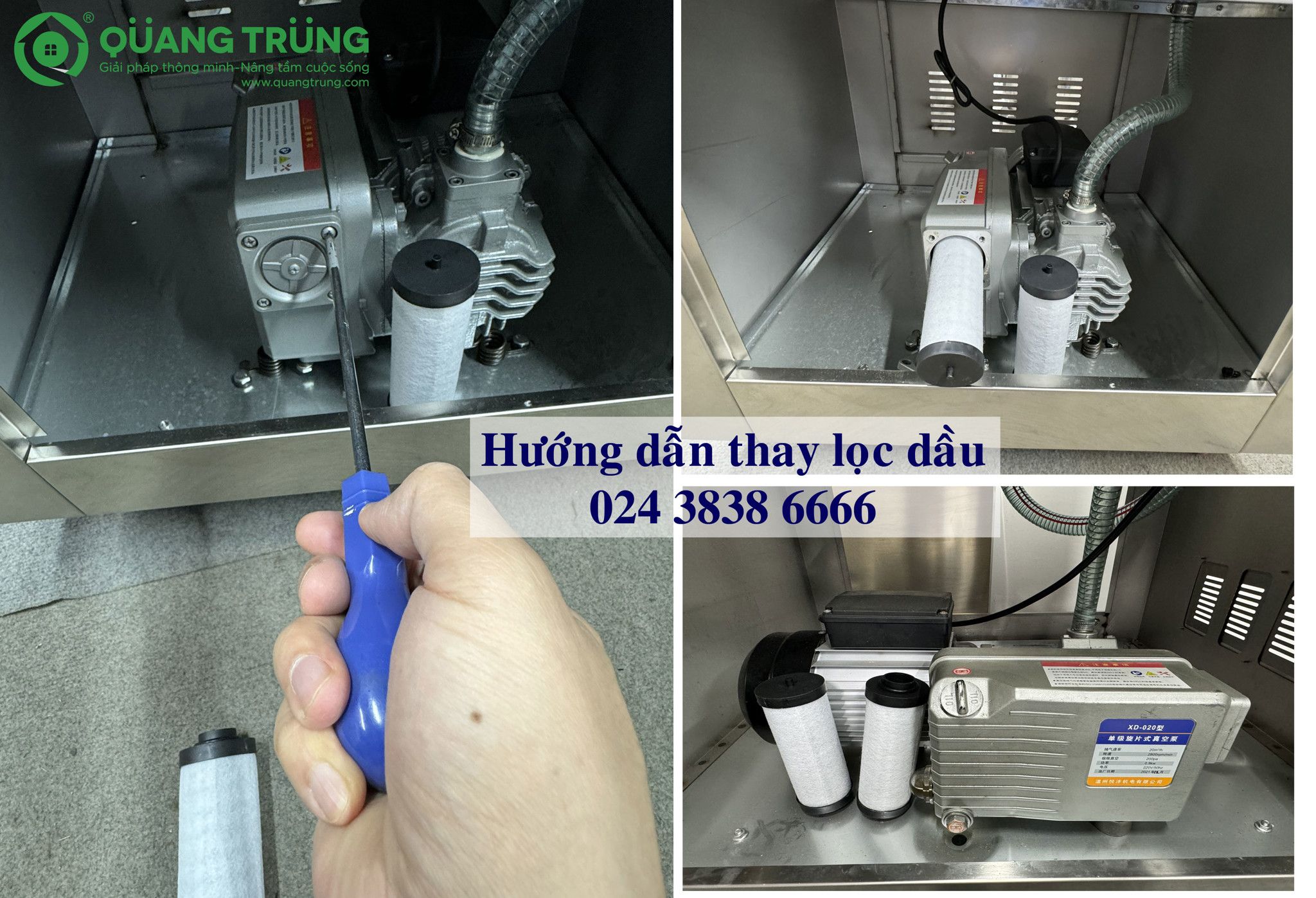 Hướng dẫn thay Lõi lọc tách dầu trong bơm chân không