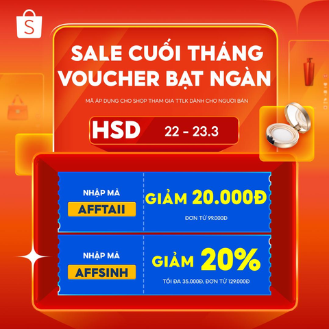 Voucher Shopee ngày 22-23 tháng 3