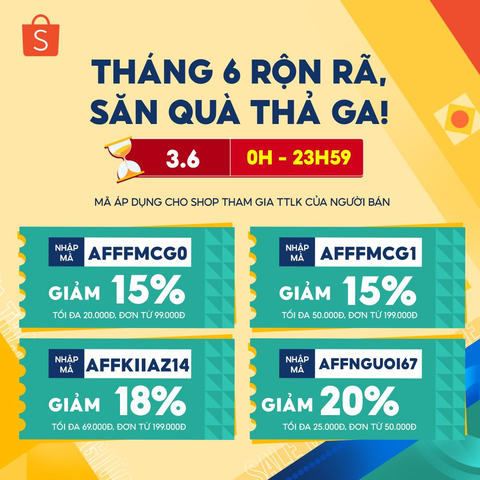 Voucher 0H - 23H59 03/06 áp dụng mọi ngành hàng