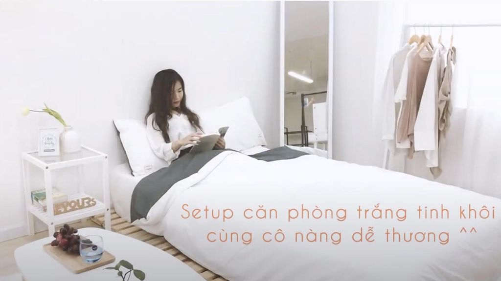Setup căn phòng trắng tinh khôi cùng cô nàng dễ thương