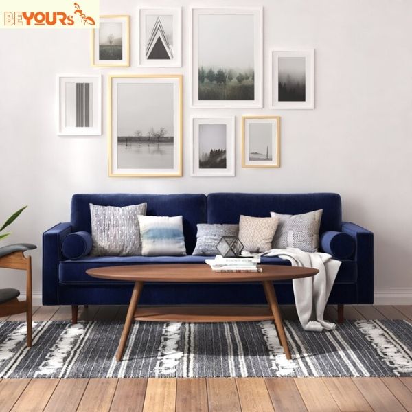 Cách phối ghế sofa màu xanh với từng background phòng tương ứng