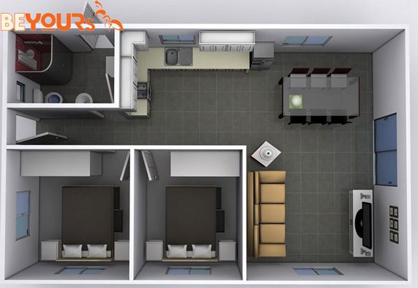 Các mẫu thiết kế căn hộ chung cư nhỏ 50m2 đơn giản cực phong cách
