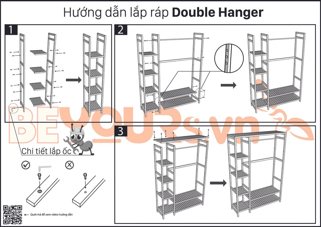bản vẽ hướng dẫn lắp ráp double hanger
