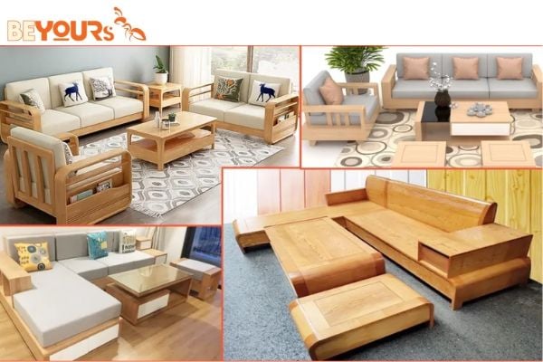 Ghế sofa làm từ khung gỗ tự nhiên