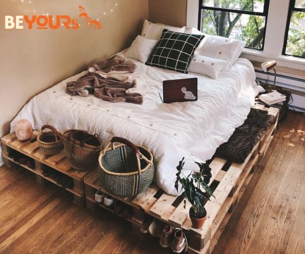 Giường pallet gỗ có tầng dưới