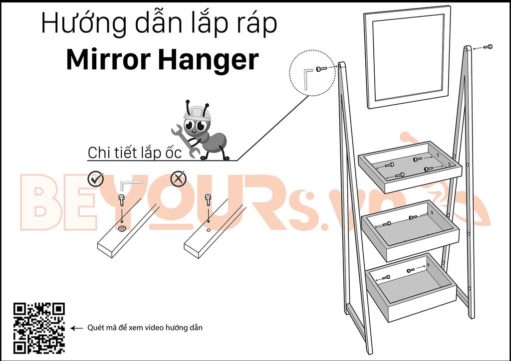 bản vẽ hướng dẫn lắp ráp mirror hanger