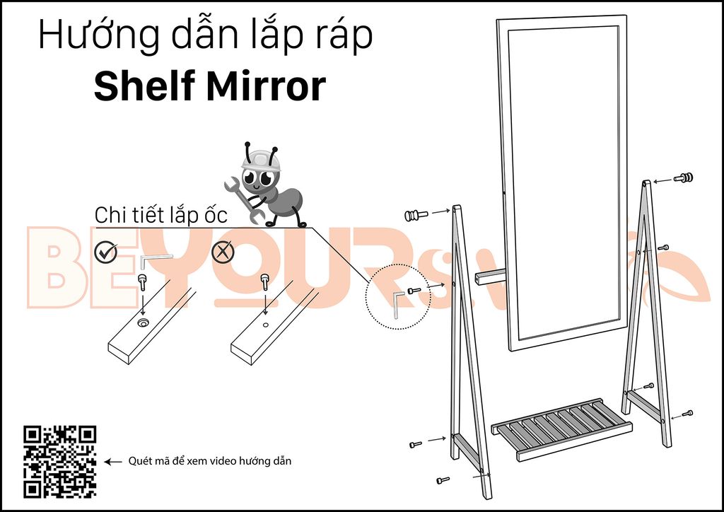 bản vẽ hướng dẫn lắp ráp shelf mirror