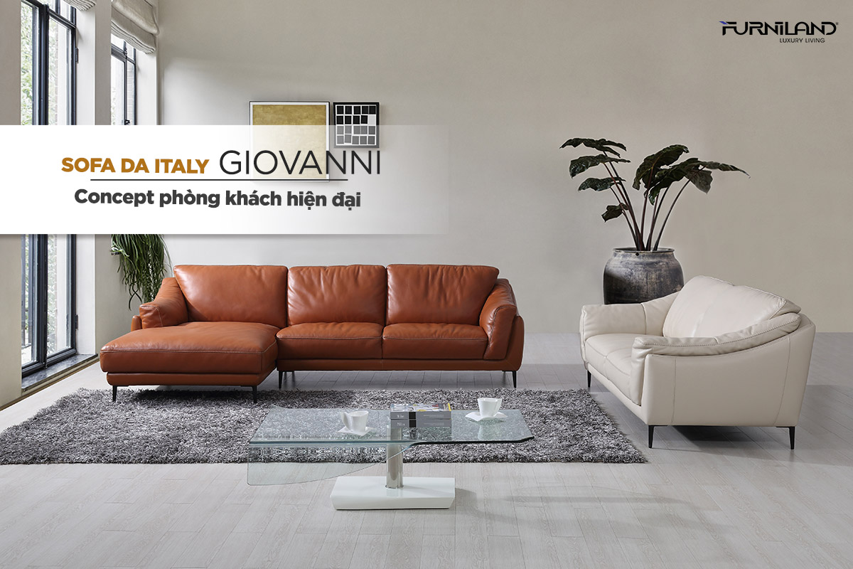 GIOVANNI - Sofa Da Nhập Khẩu Italy Gam Màu Da Bò Ấn Tượng