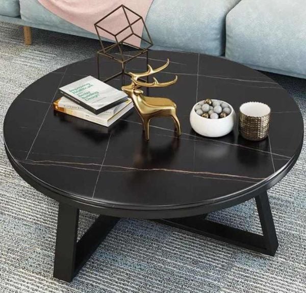 Bàn sofa Ceramic hình tròn màu đen