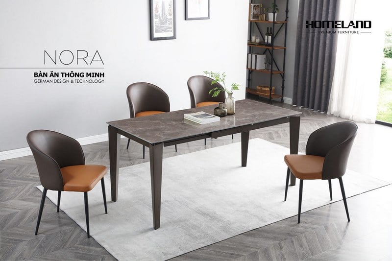 Bộ bàn ăn 6 ghế mặt đá thiết kế phù hợp cho những không gian nhỏ