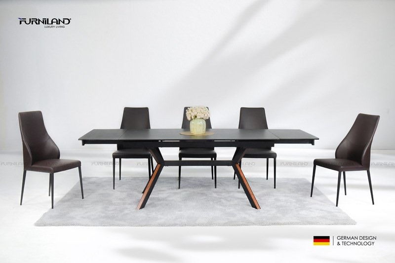 Bộ bàn ăn có 8 ghế thường được làm từ chất liệu hiện đại như gỗ, đá, kim loại, kính,...