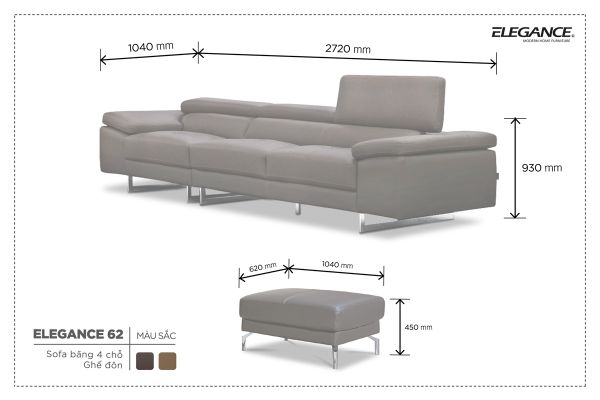 Elegance 62 - Sofa da - Sofa nhập khẩu - Sofa Malaysia - Sofa Giá Rẻ