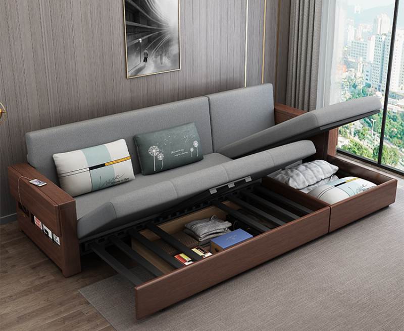 Ghế sofa kéo ra thành giường kích thước lớn đủ chỗ cho 2 - 3 người nằm