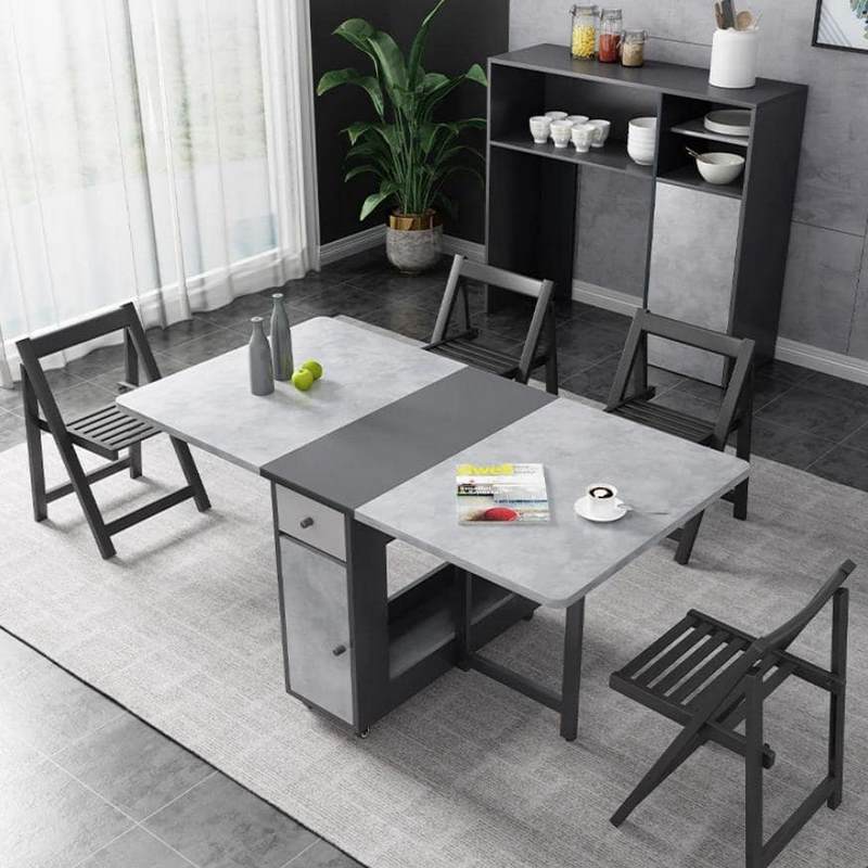 Bộ bàn ăn thông minh vân đá cao cấp