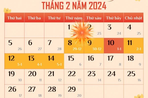 Mùng 1 Tết 2024 là ngày mấy dương lịch?