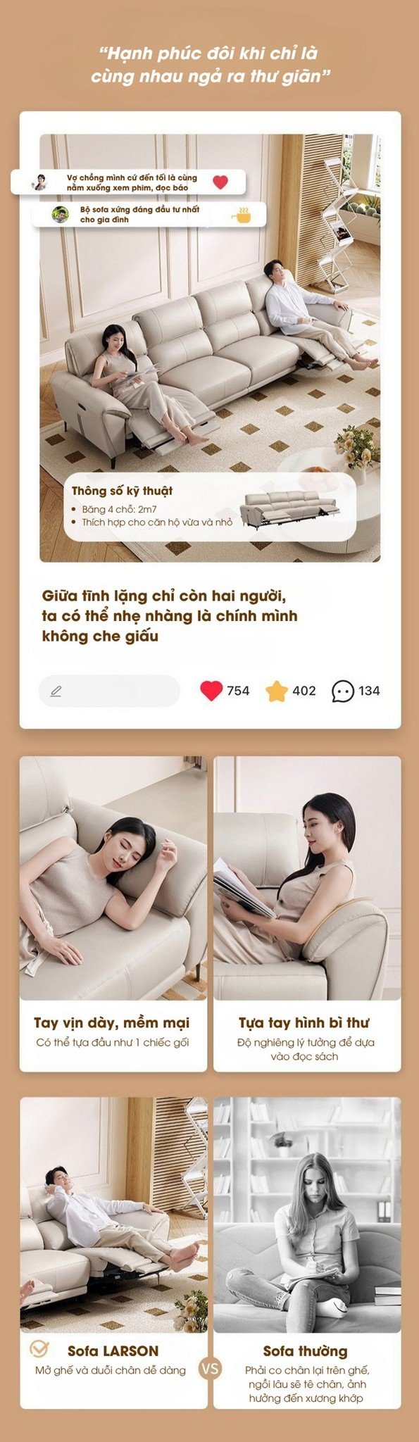 Sofa chỉnh điện Larson - Cheers Sofa - Sofa thông minh