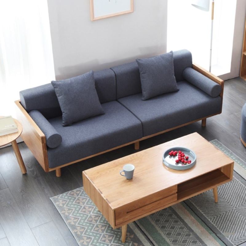 Sofa gỗ công nghiệp với thiết kế đơn giản