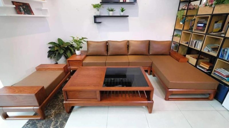 Mẫu sofa góc chữ L phần đệm lót bọc da