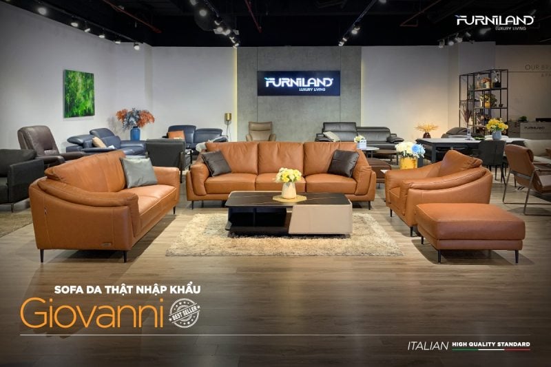 Mẫu sofa nhập khẩu Giovani được trưng bày tại cửa hàng nội thất Furniland