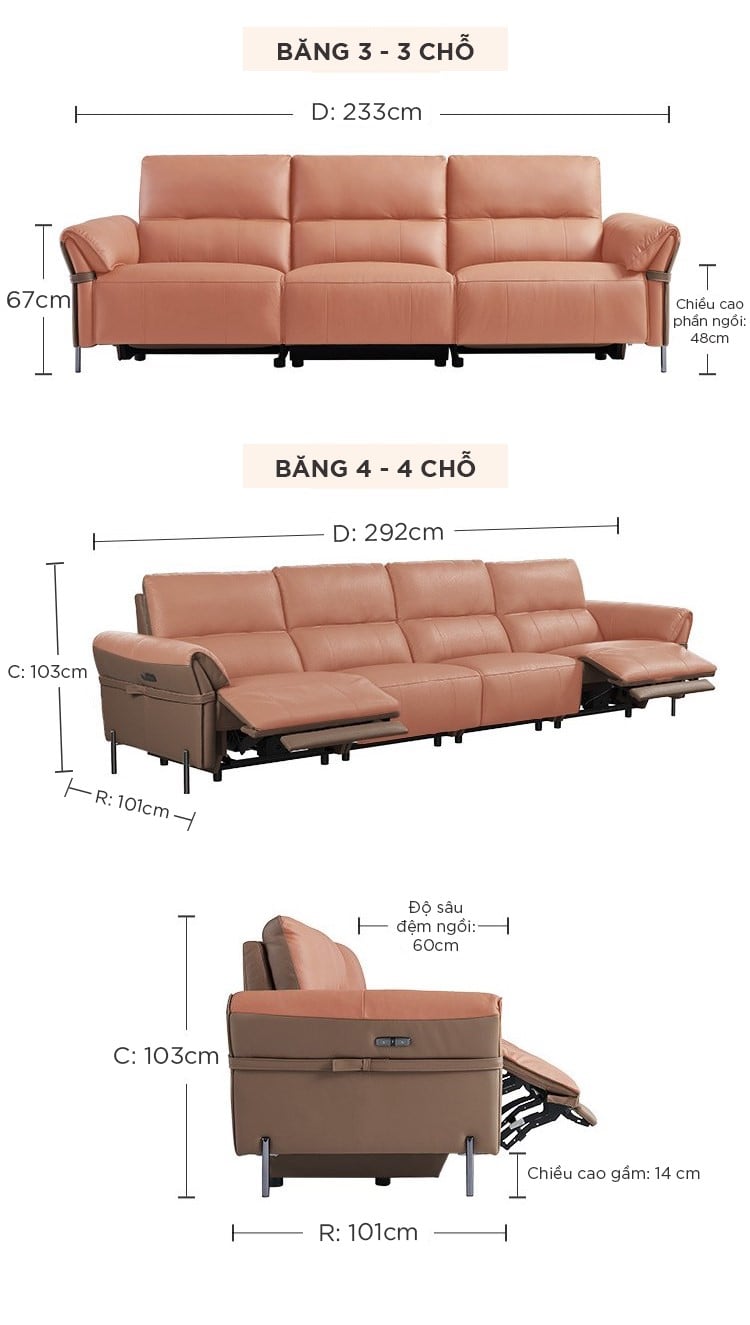 Sofa thông minh chỉnh điện Lago - Cheers Sofa