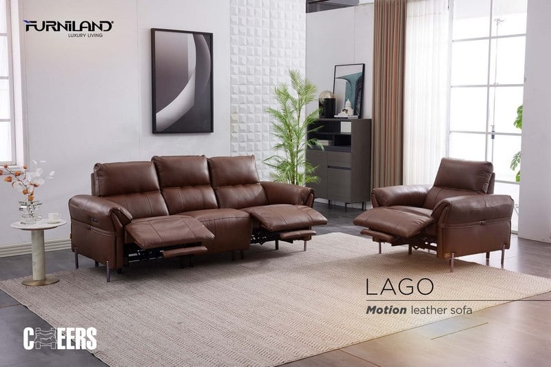 Lago - Sofa chỉnh điện cao cấp chất liệu da bò thật Top Grain từ thương hiệu CHEERS
