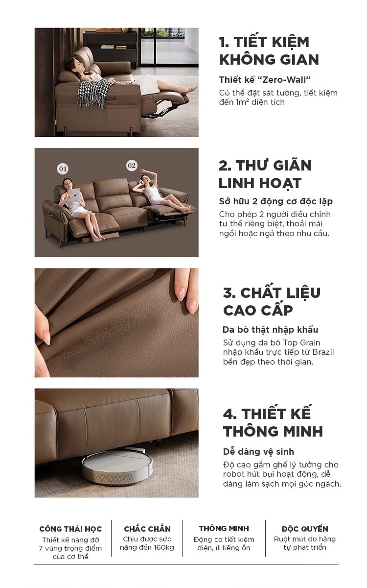 Sofa thông minh chỉnh điện Lago - Cheers Sofa