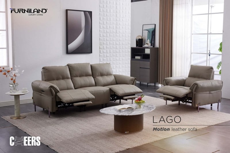 Lago - Sofa chỉnh điện cao cấp chất liệu da bò thật Top Grain từ thương hiệu CHEERS
