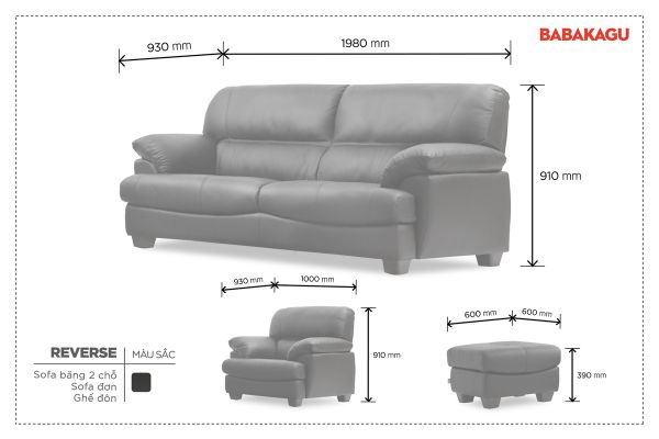 SOFA BĂNG REVERSE - Sofa Da thật Nhật Bản