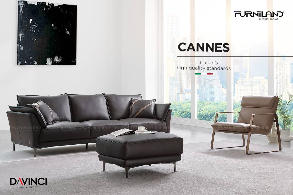 Sofa da cao cấp Cannes Băng 4 - Sofa nhập khẩu Italia