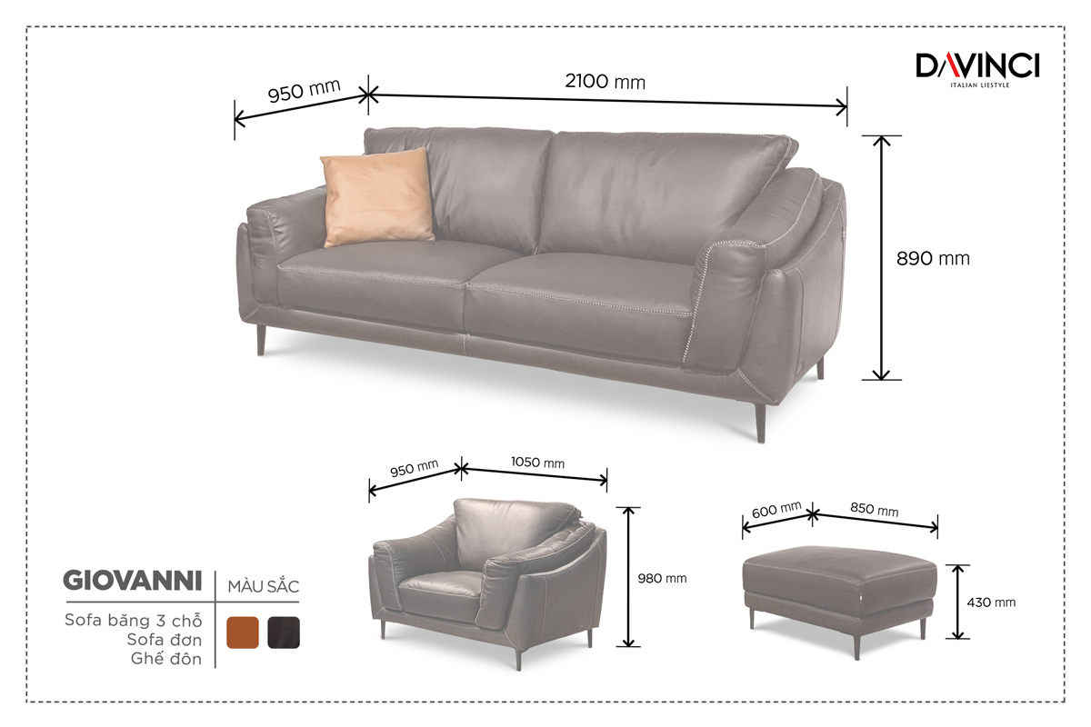 Sofa da cao cấp Giovanni Băng - Sofa nhập khẩu Italia