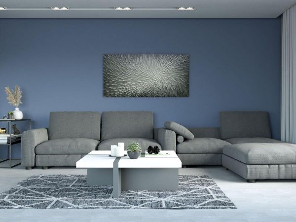 tường màu xanh chọn sofa màu gì?