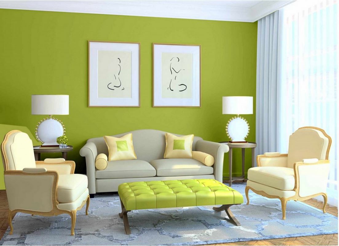 Lựa chọn màu sắc tươi mát trang trí phòng khách mùa hè