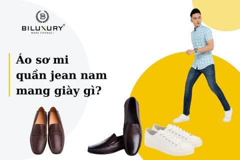 Áo sơ mi quần jean nam mang giày gì?