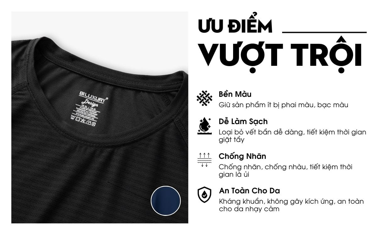 Áo Phông Đen, Thoáng Khí, Thân Thiện Với Da 9APKT530DEN