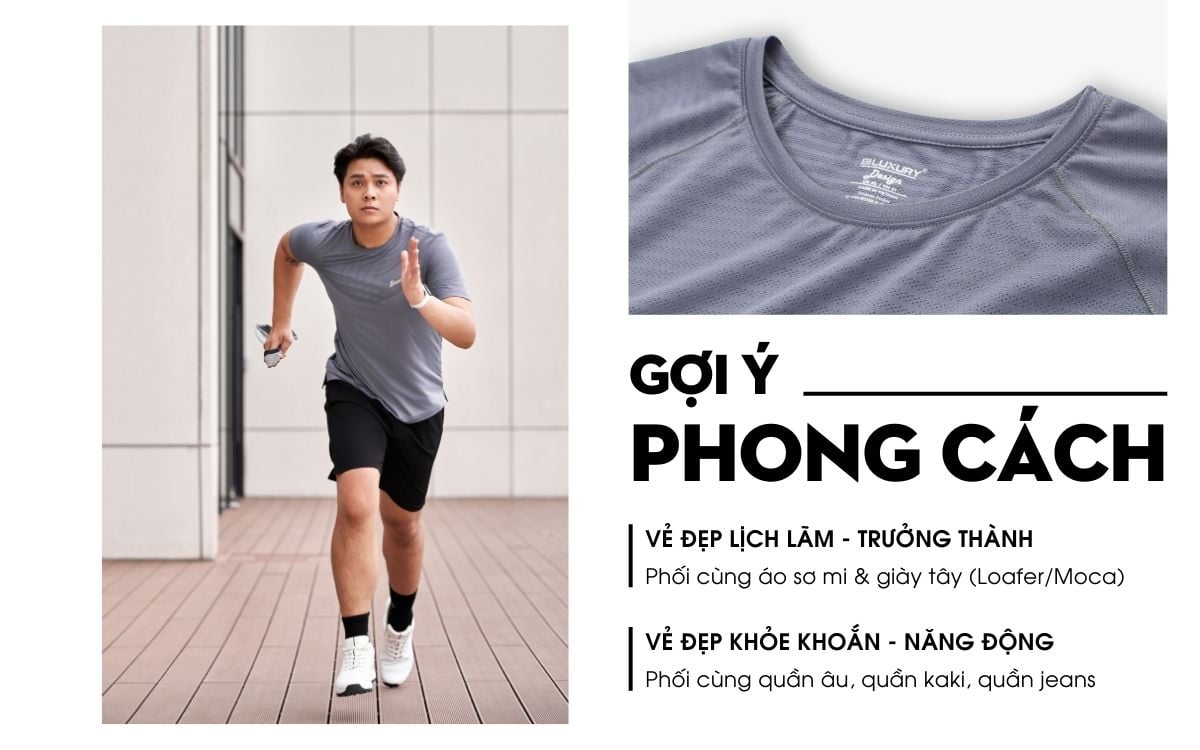 Áo Phông Ghi Tối, Thoáng Khí, Thân Thiện Với Da 9APKT530GHT
