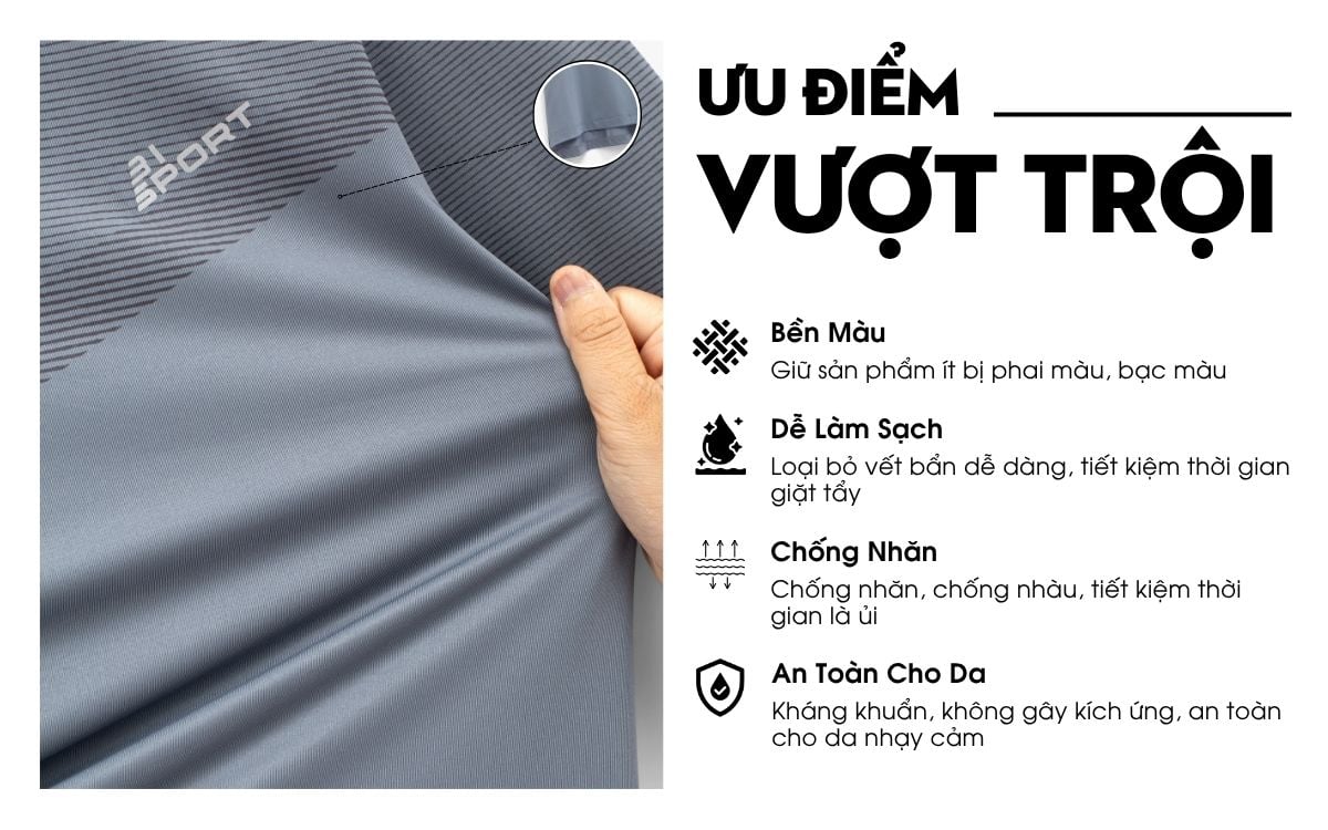 Áo Phông Thể Thao Ghi Tối, Thoáng Khí, Thân Thiện Với Da 9APKT532GHD