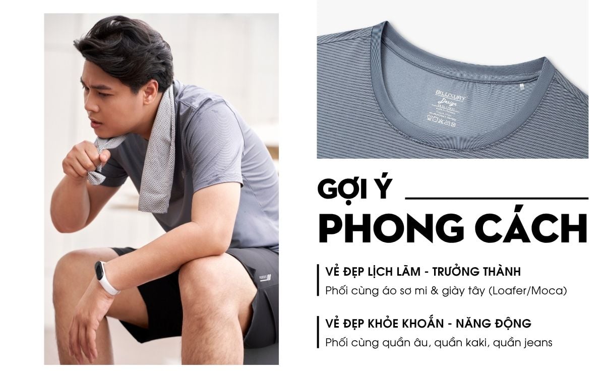 Áo Phông Thể Thao Ghi Tối, Thoáng Khí, Thân Thiện Với Da 9APKT532GHD