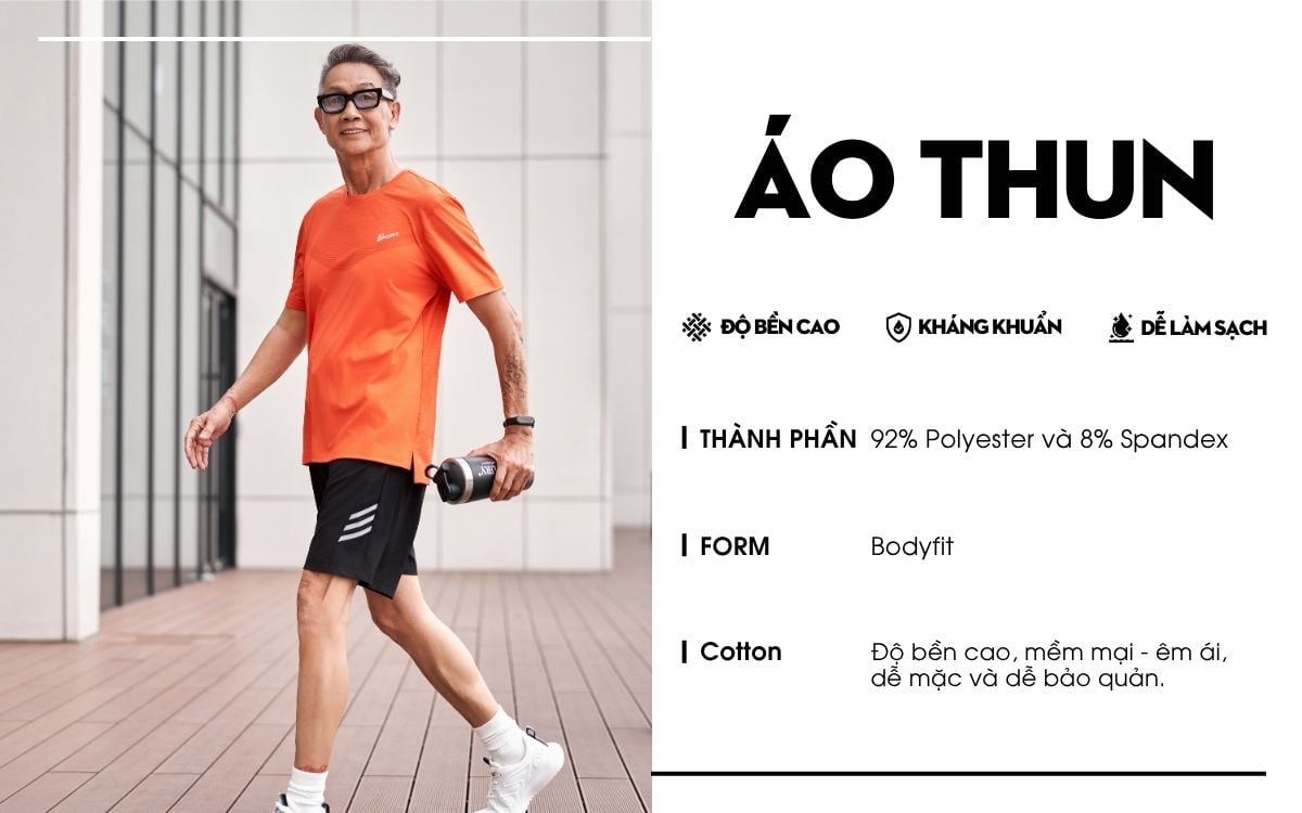 Áo Phông Thể Thao Cam, Thoáng Khí, Thân Thiện Với Da 9APKT532CAM