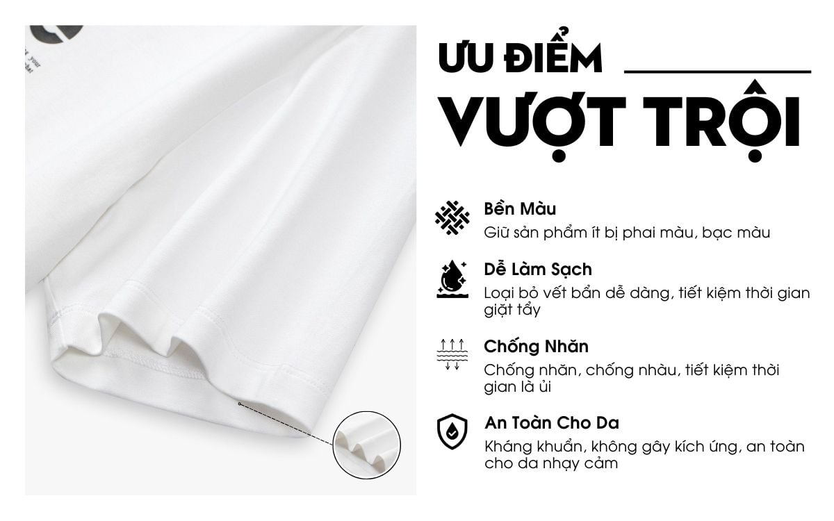 Áo Phông Trắng Hoạ Tiết, Thoáng Khí, Thân Thiện Với Da 9APKT516TRK