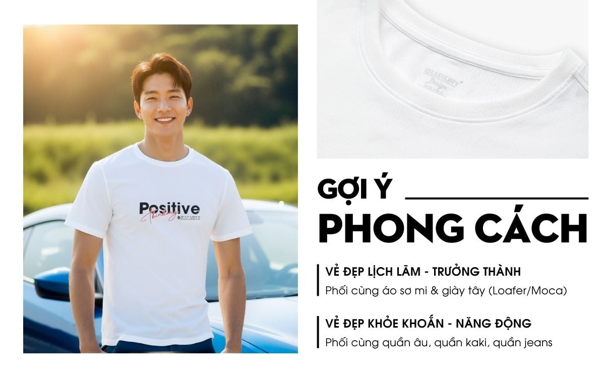Áo Phông Trắng Hoạ Tiết, Thoáng Khí, Thân Thiện Với Da 9APKT516TRK