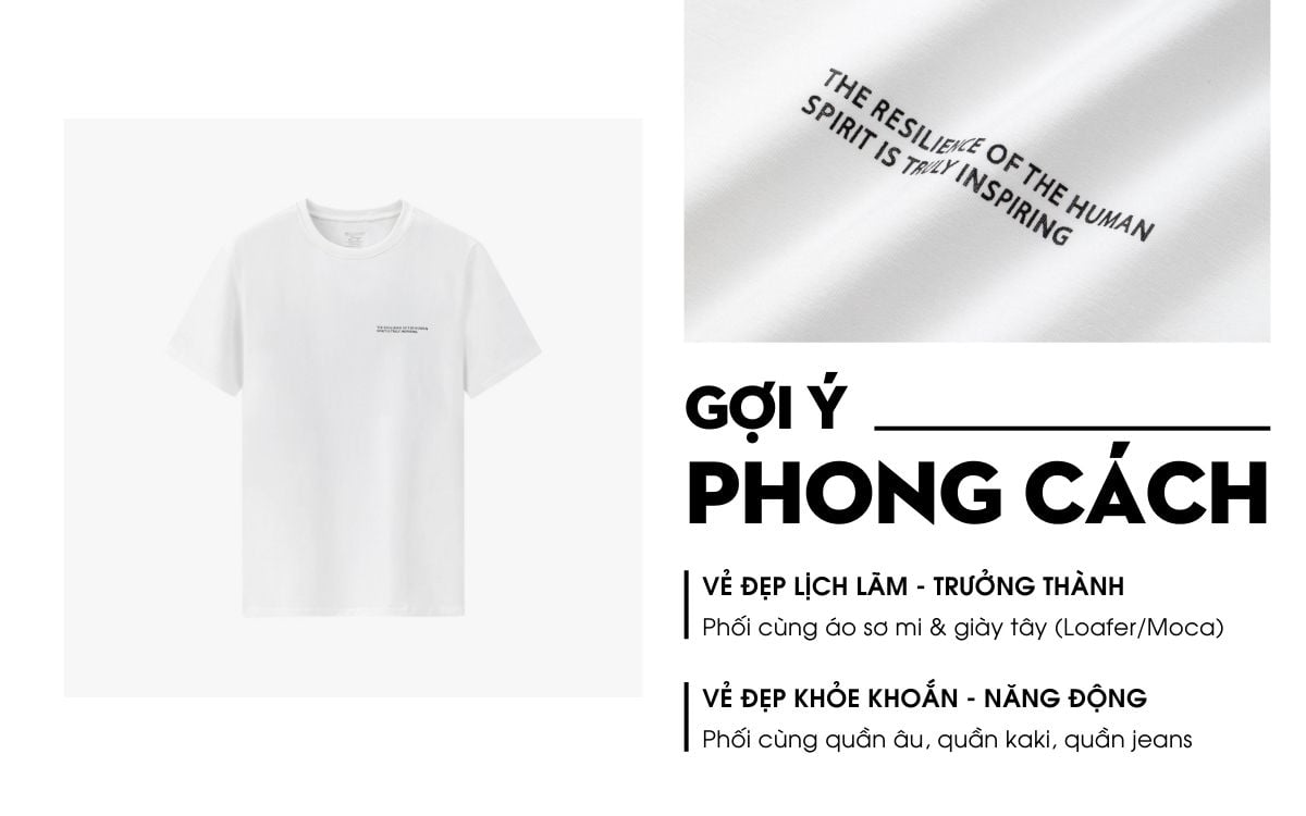 Áo Phông Trắng Hoạ Tiết, Thoáng Khí, Thân Thiện Với Da 9APKT517TRK