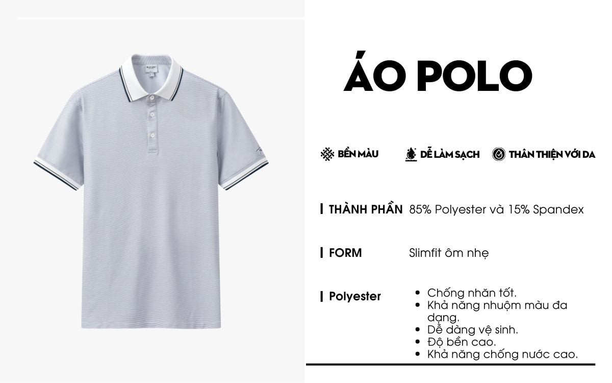Áo Polo Ghi, Cao Cấp, Chống Nhăn, Bền Màu 9APCS553GHS