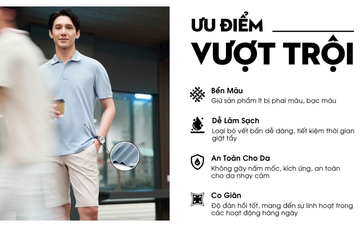 Áo Polo Xanh, Cao Cấp, Chống Nhăn, Bền Màu 9APCT509XAH