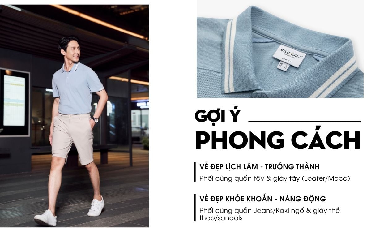 Áo Polo Xanh, Cao Cấp, Chống Nhăn, Bền Màu 9APCT509XAH