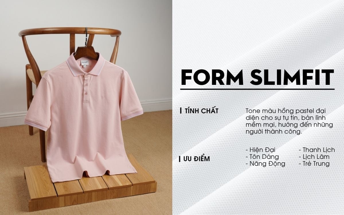 Áo Polo Hồng Cao Cấp, Chống Nhăn, Bền Màu 9APCB552HOG