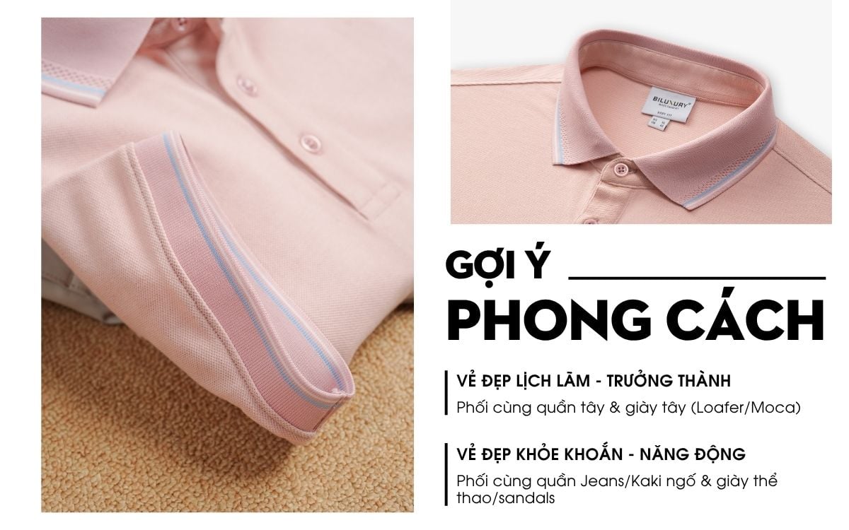 Áo Polo Hồng Cao Cấp, Chống Nhăn, Bền Màu 9APCB552HOG