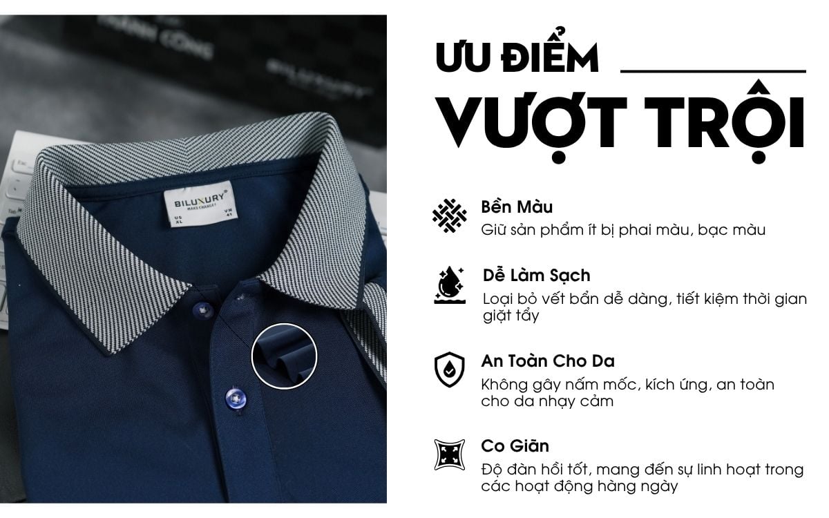 Áo Polo Xanh Cao Cấp, Chống Nhăn, Bền Màu 9APCB574TTT