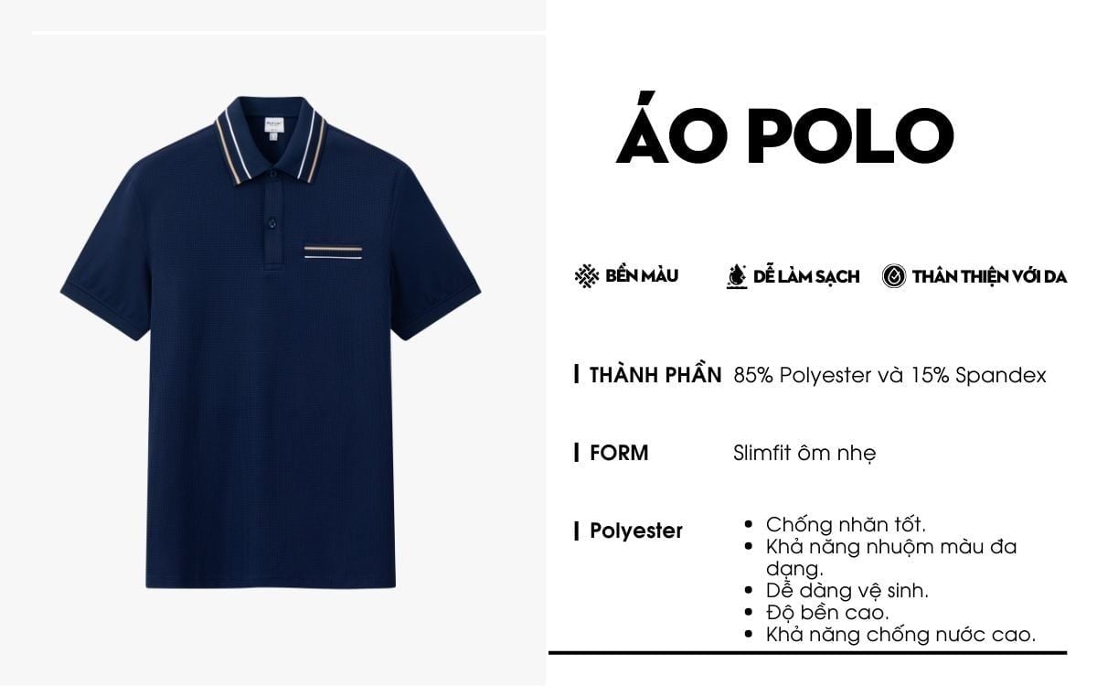 Áo Polo Xanh Tím, Cao Cấp, Chống Nhăn, Bền Màu 9APCT549TTT